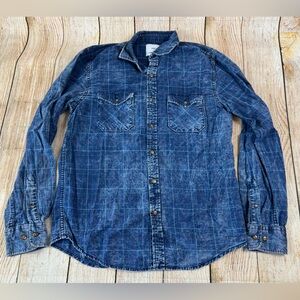 Zip Code 1992 Button Down Blue Acid Wash Shirt Casual Size Small